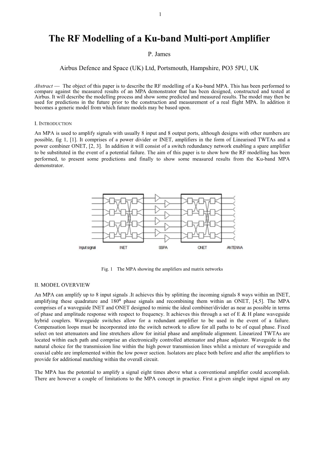 The RF Modelling of a Ku-Band Multi-Port Amplifier