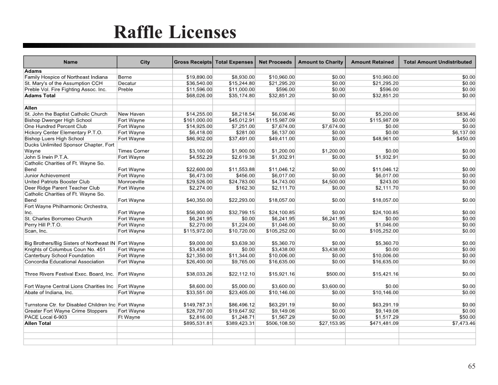 Raffle Licenses