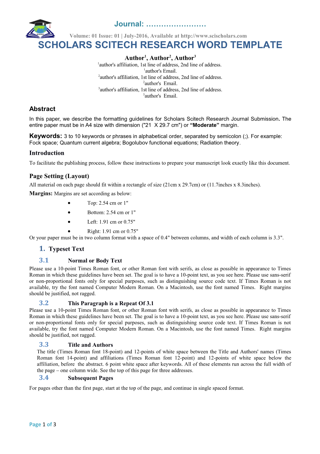 Scholars Scitech Research Word Template