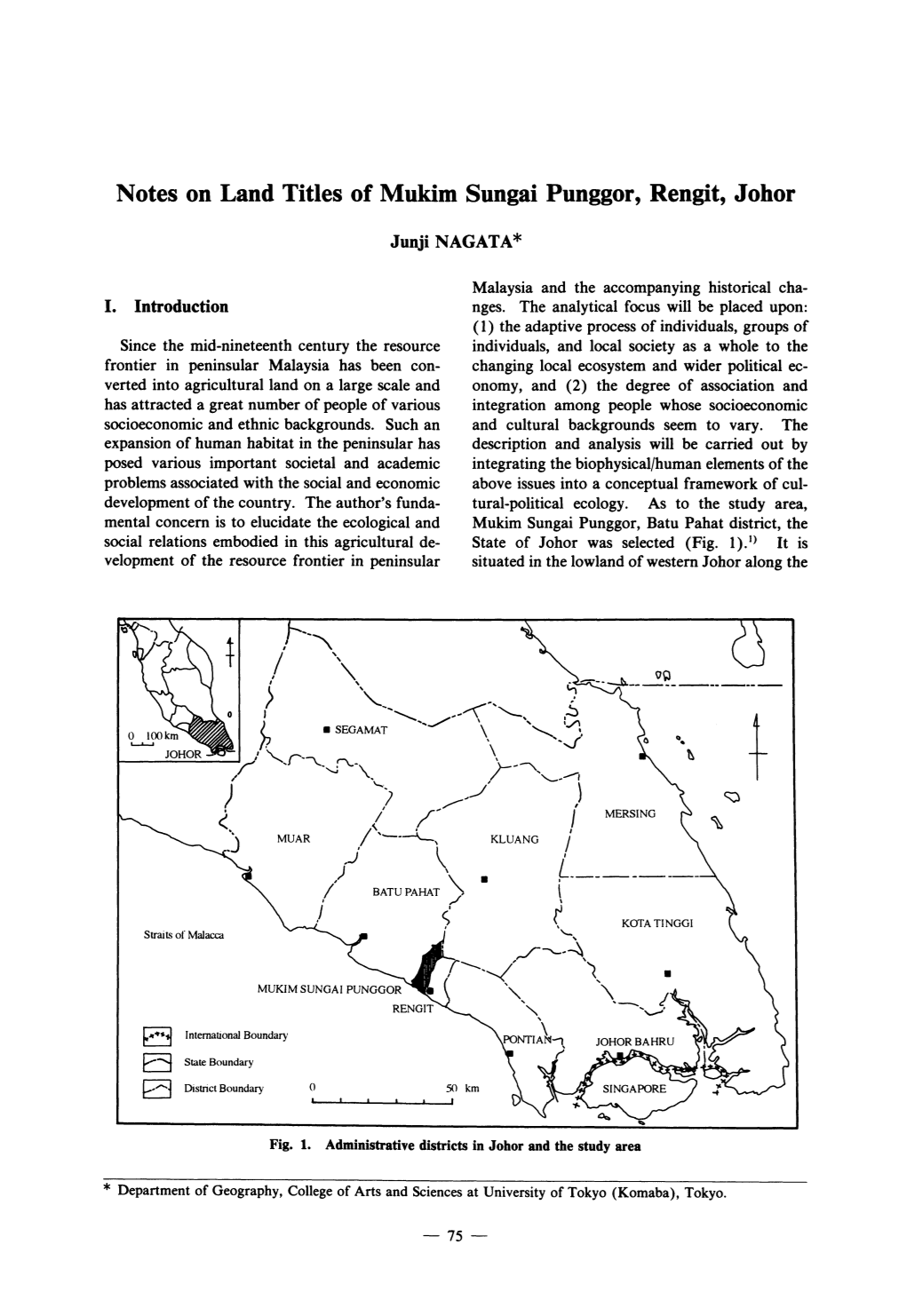 Notes on Land Titles of Mukim Sungai Punggor, Rengit, Johor