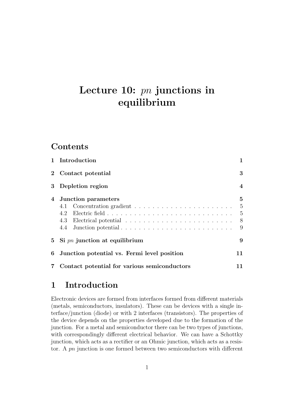 Pn Junctions in Equilibrium