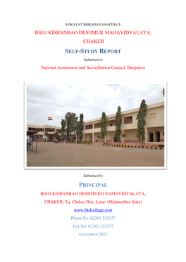 SELF-STUDY REPORT Submitted to National Assessment and Accreditation Council, Bangalore