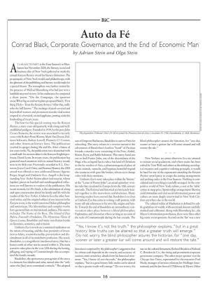Auto Da Fé Conrad Black, Corporate Governance, and the End of Economic Man by Adrian Stein and Olga Stein