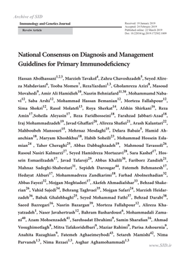 National Consensus on Diagnosis and Management Guidelines for Primary Immunodeficiency