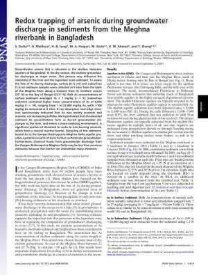 Redox Trapping of Arsenic During Groundwater Discharge in Sediments from the Meghna Riverbank in Bangladesh