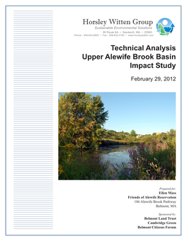 Horsley Witten Group Technical Analysis Upper Alewife Brook Basin