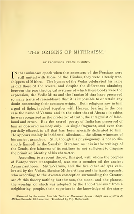 The Origins of Mithraism.'