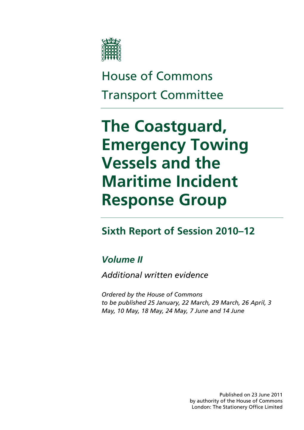 The Coastguard, Emergency Towing Vessels and the Maritime Incident Response Group