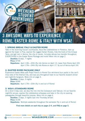 3 Awesome Ways to Experience Rome, Easter Rome & Italy with Wsa!