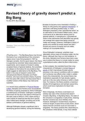 Revised Theory of Gravity Doesn't Predict a Big Bang 12 July 2010, by Lisa Zyga