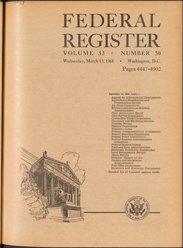 REGISTER VOLUME 33 • NUMBER 50 Wednesday, March 13, 1968 • Washington, D.C