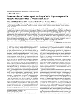 Determination of the Estrogenic Activity of Wild Phytoestrogen-Rich