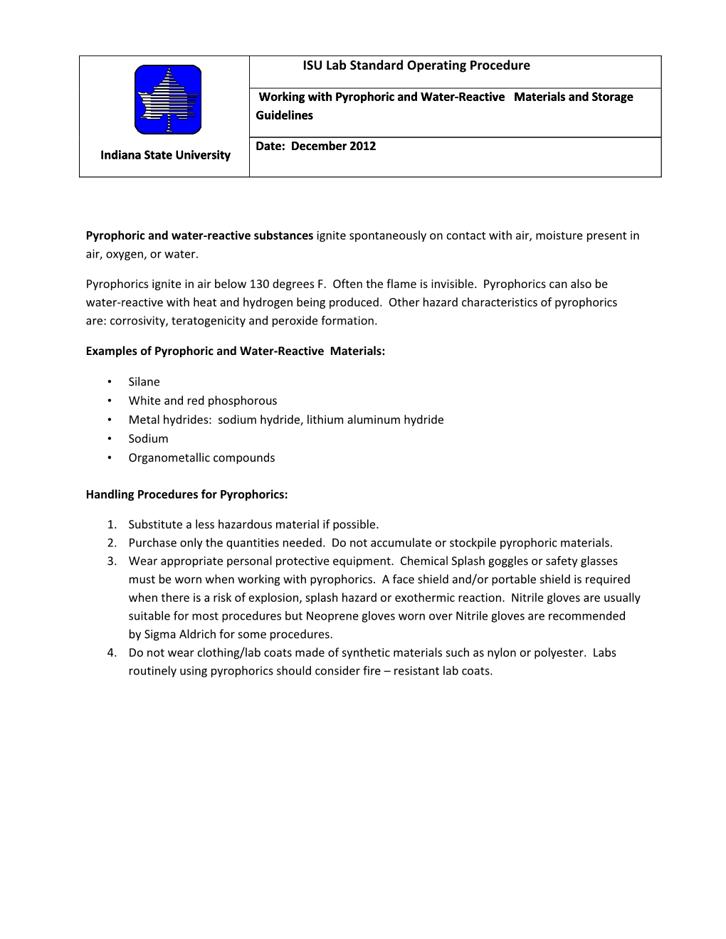 ISU Lab Standard Operating Procedure