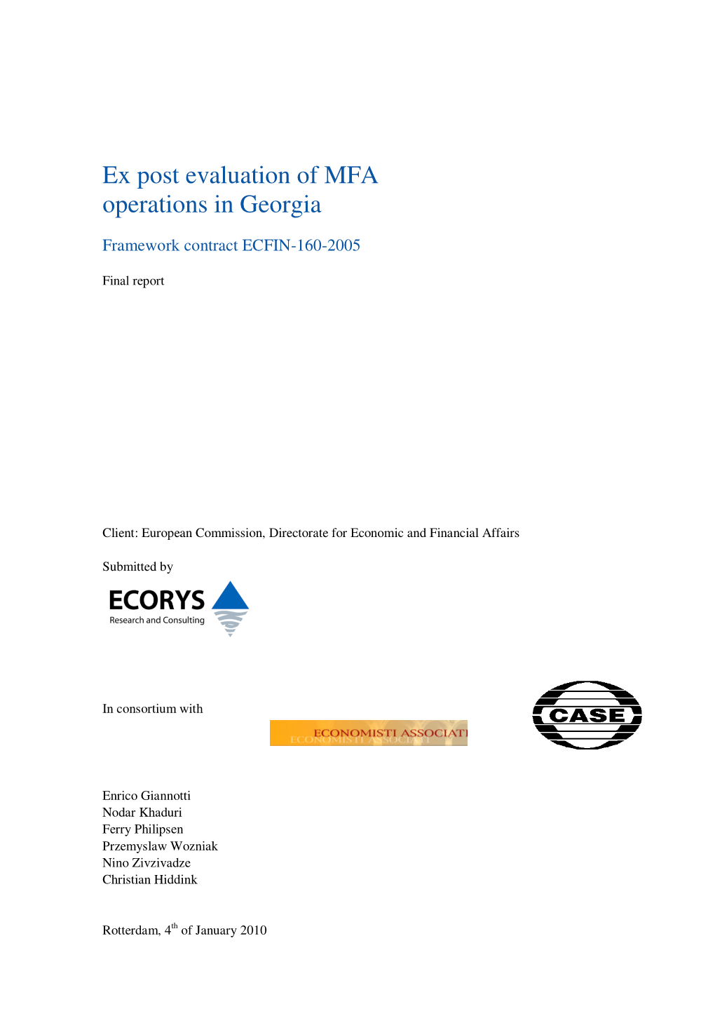 Ex Post Evaluation of MFA Operations in Georgia