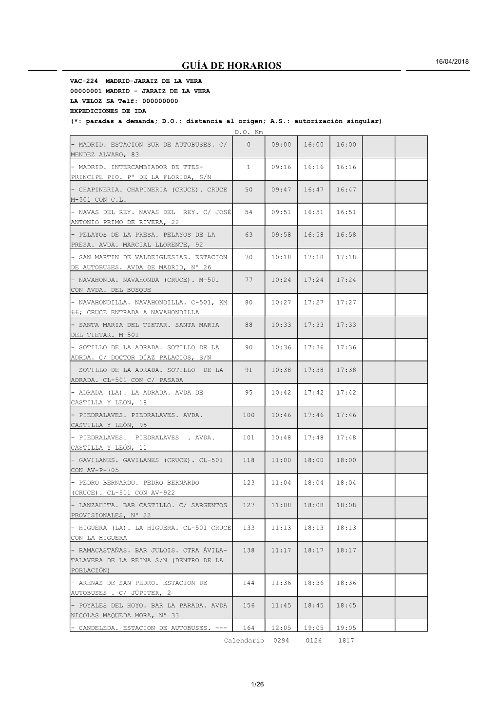 Guía De Horarios