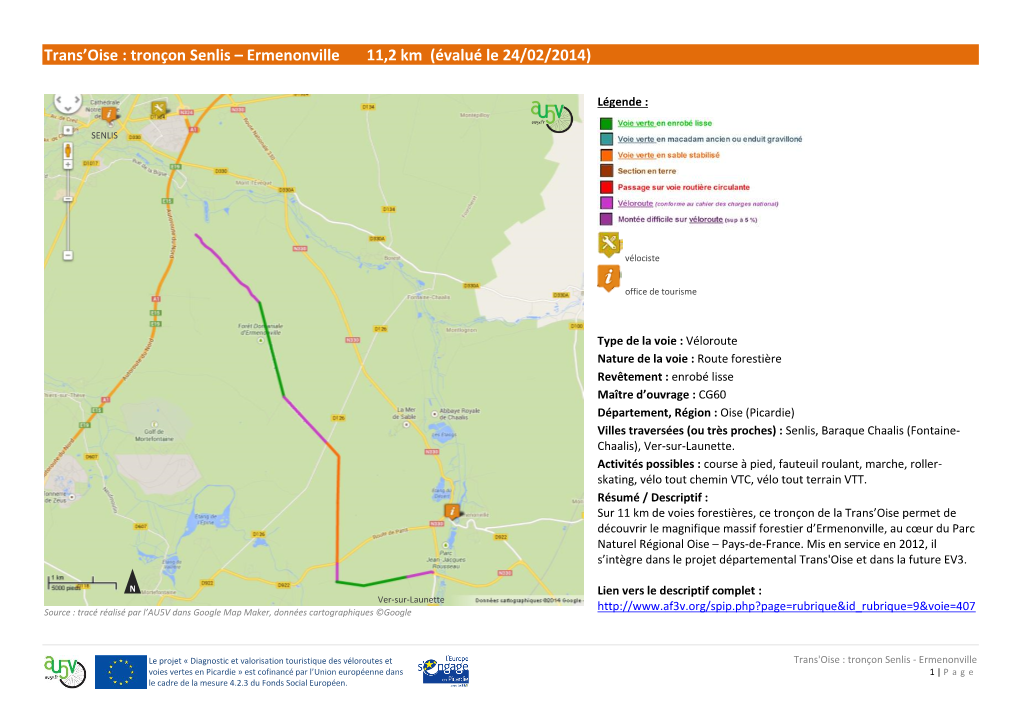 Trans'oise : Tronçon Senlis – Ermenonville 11,2 Km (Évalué Le 24