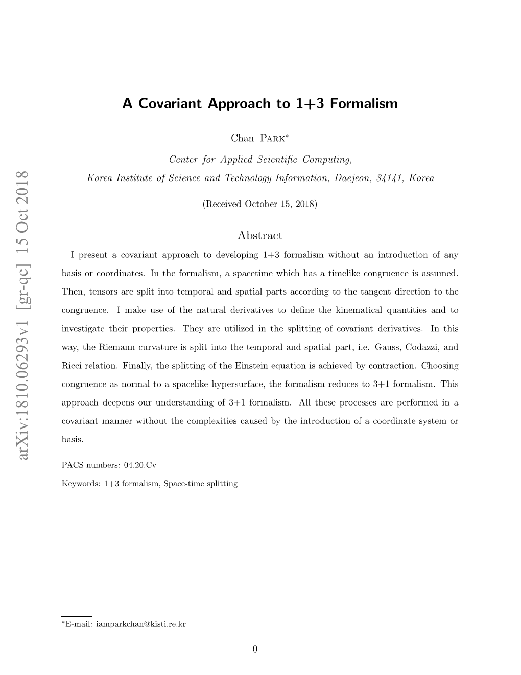 A Covariant Approach to 1+ 3 Formalism