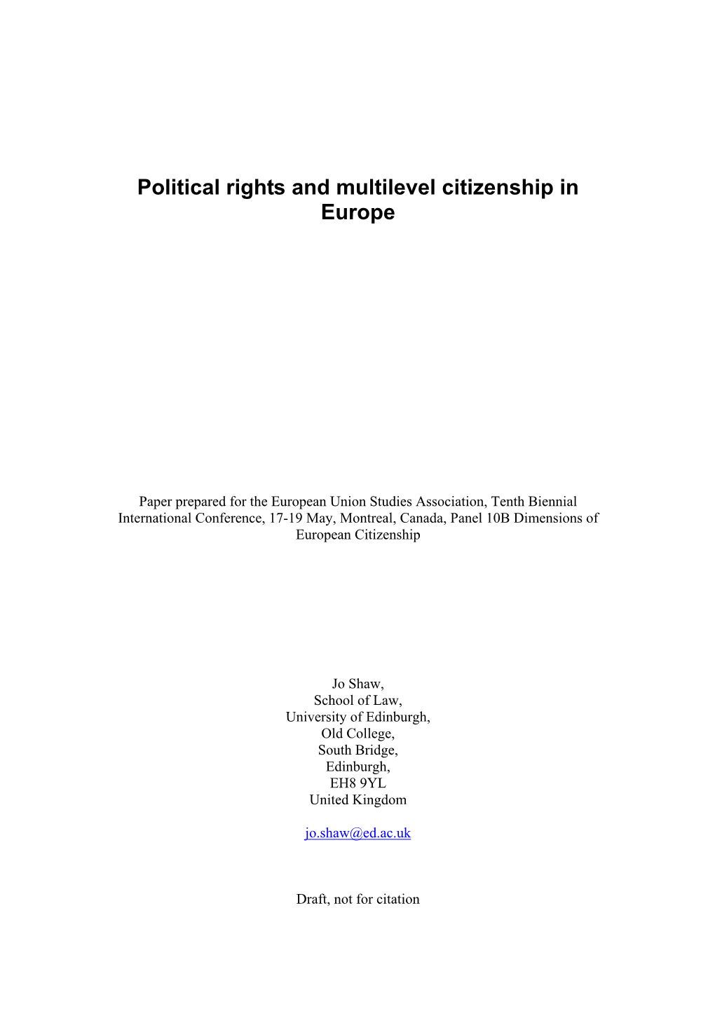 Political Rights and Multilevel Citizenship in Europe