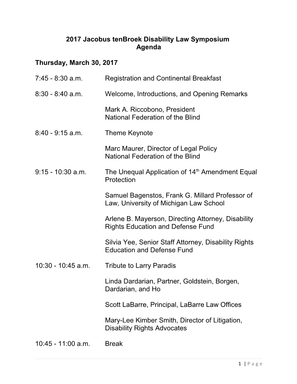 2017 Jacobus Tenbroek Disability Law Symposium