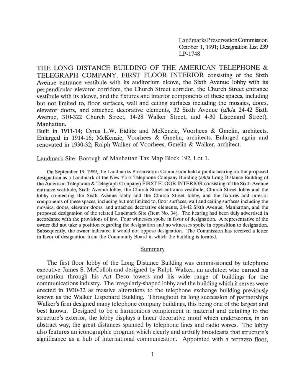 The Long Distance Building of the American Telephone & Telegraph