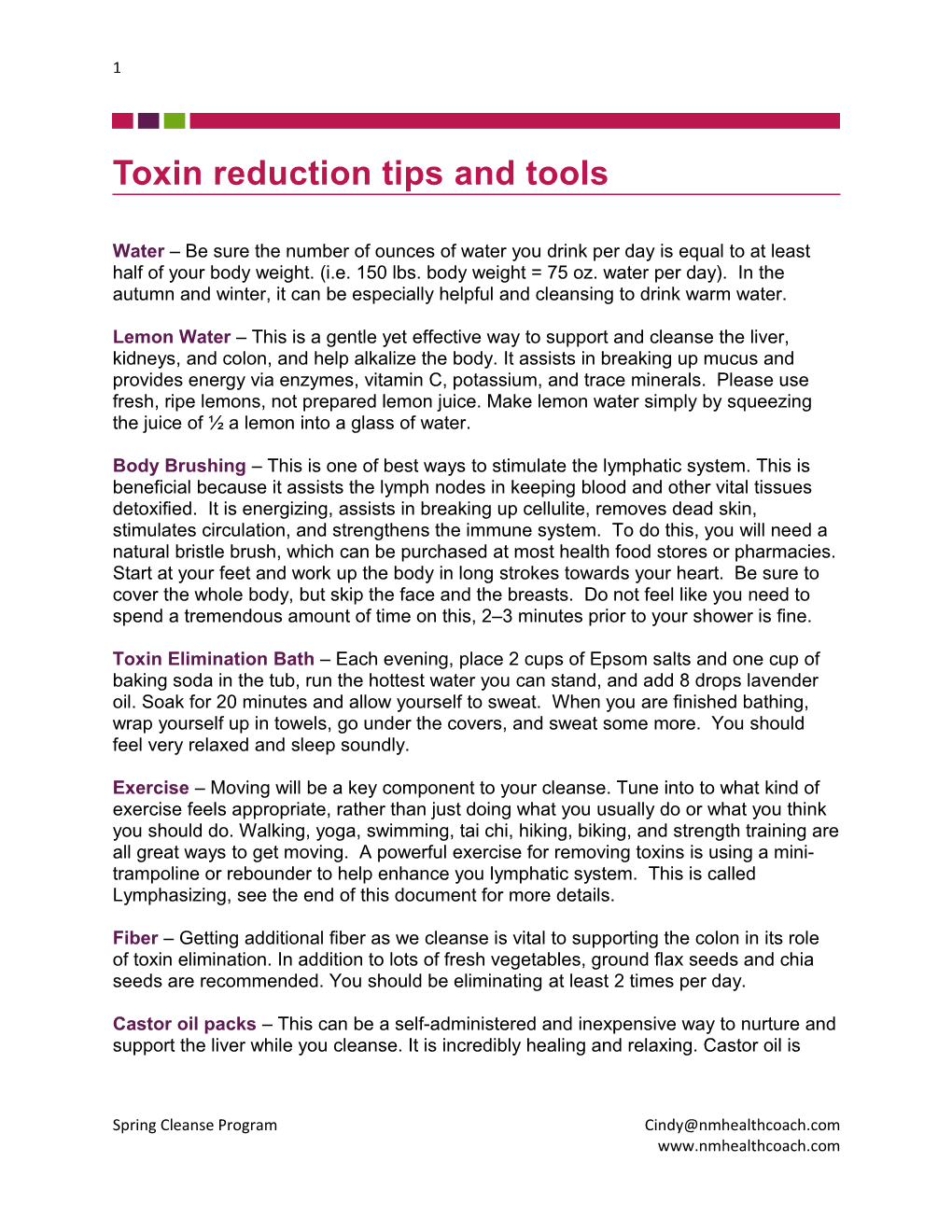 Toxin Reduction Tips and Tools