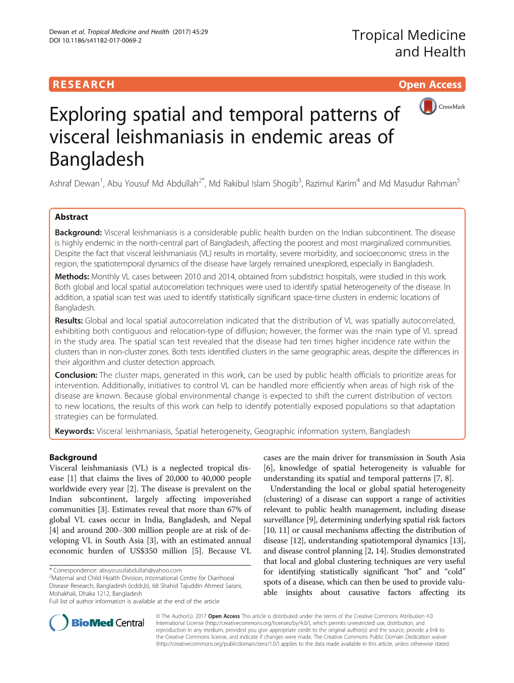 Exploring Spatial and Temporal Patterns of Visceral Leishmaniasis In