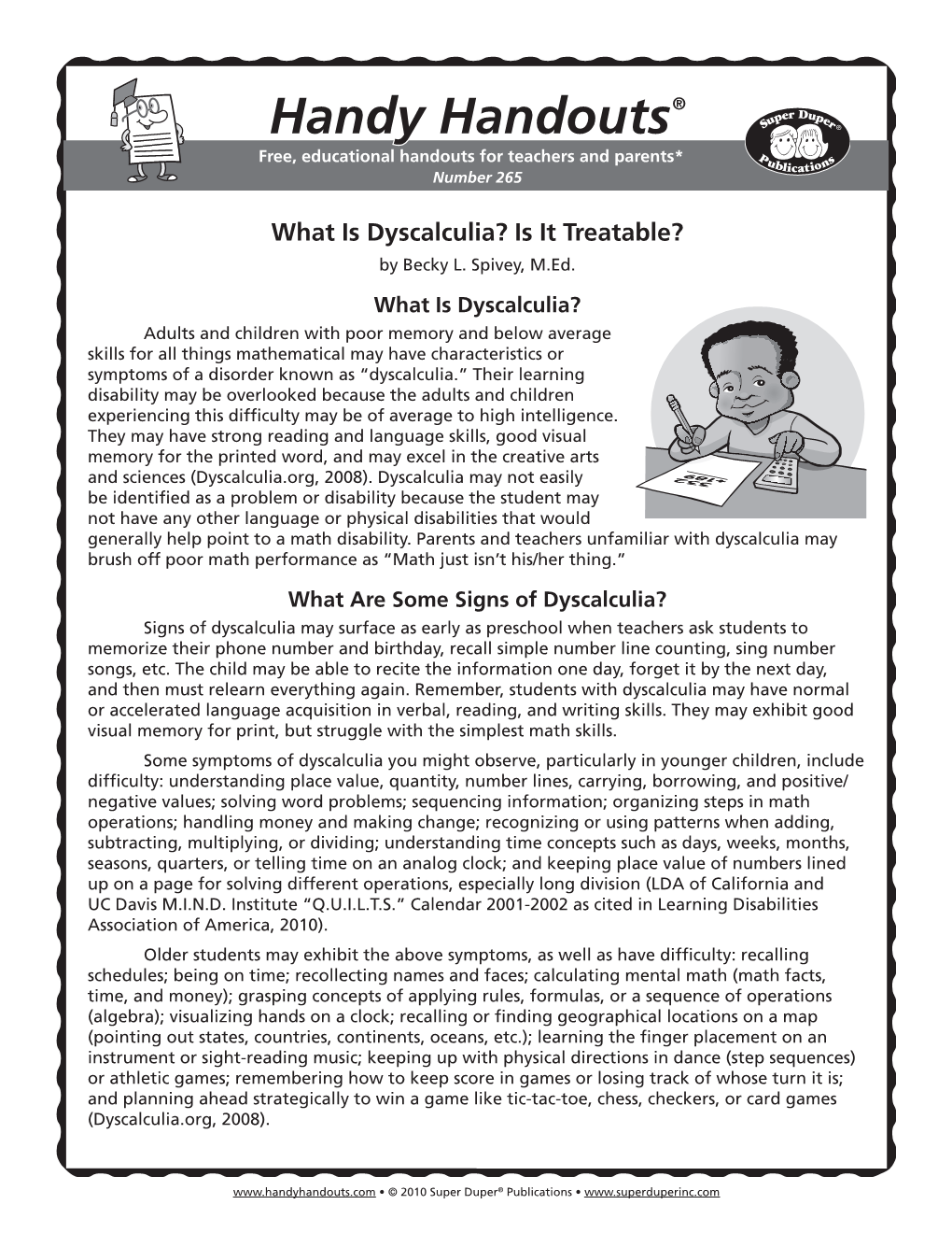 Handy Handouts® What Is Dyscalculia?