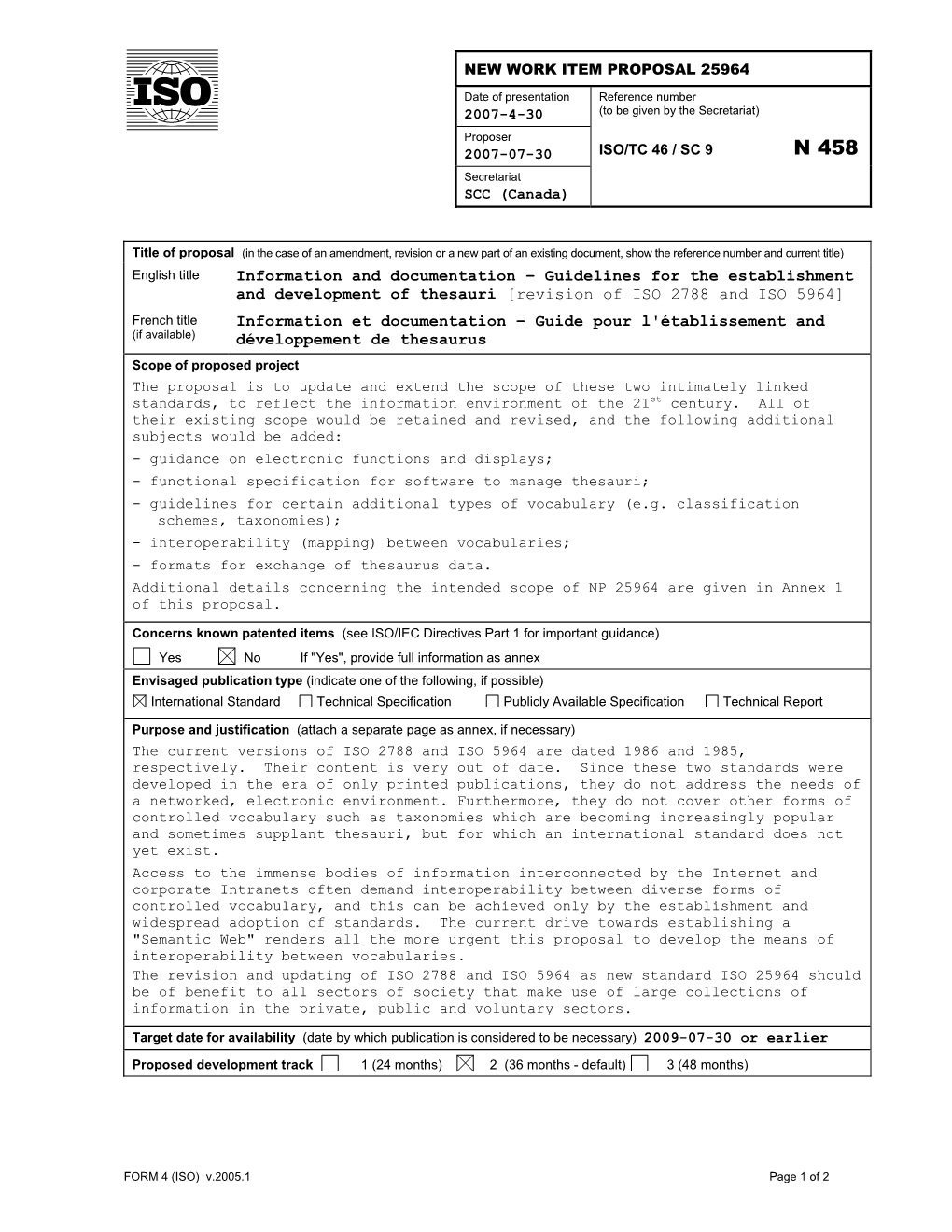 Revision of ISO 2788 and ISO