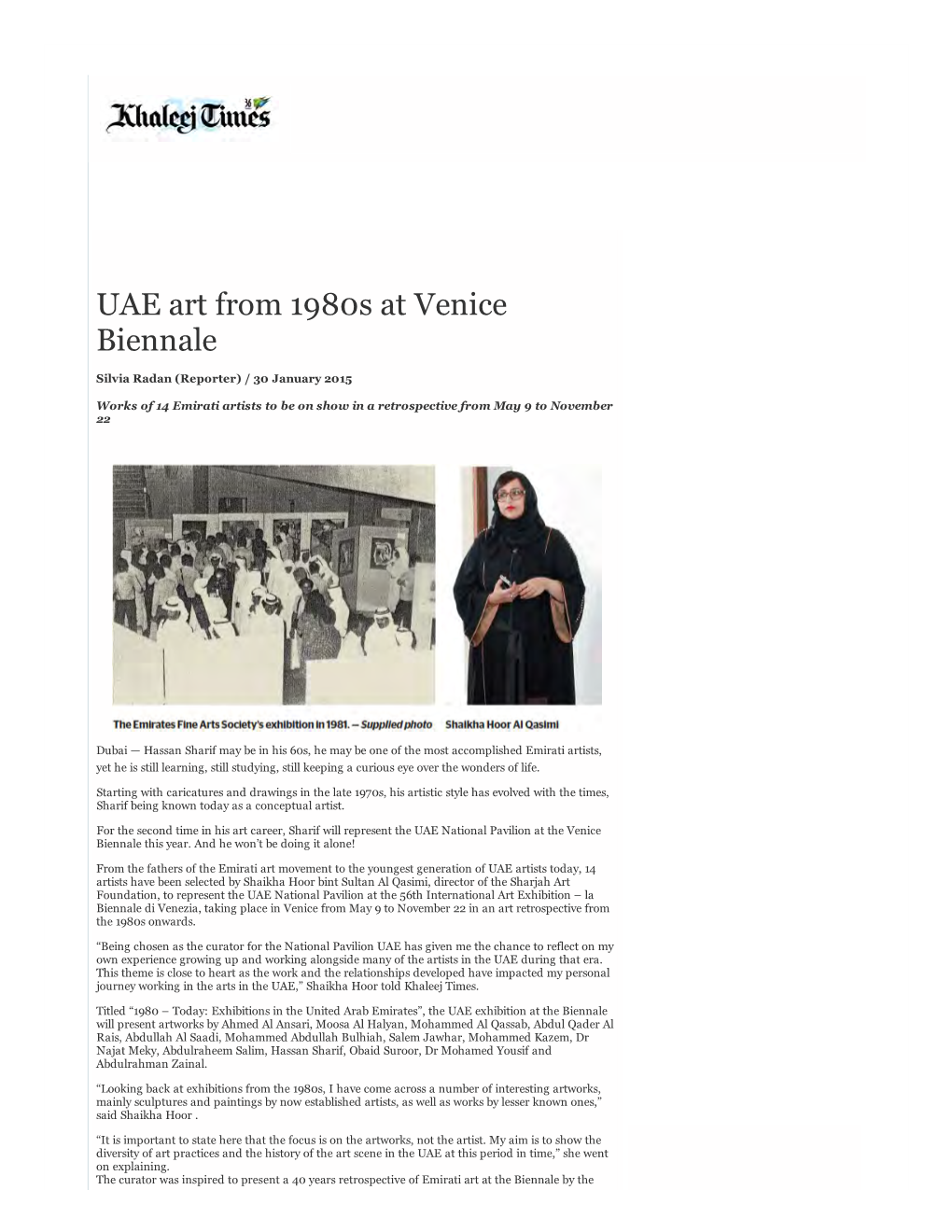 UAE Art from 1980S at Venice Biennale