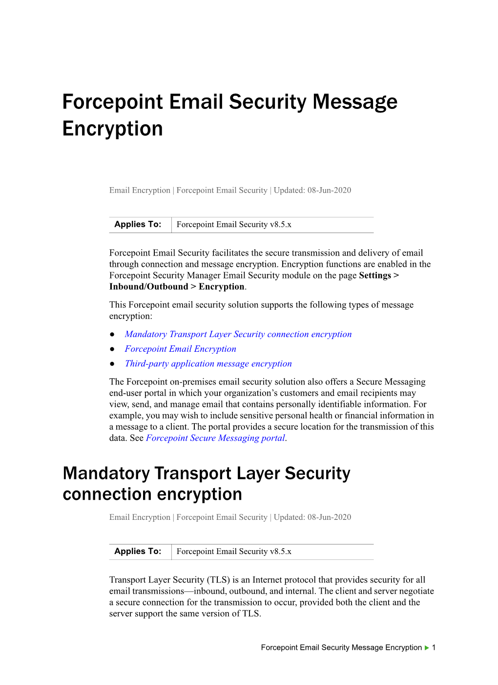 Forcepoint Email Security Message Encryption