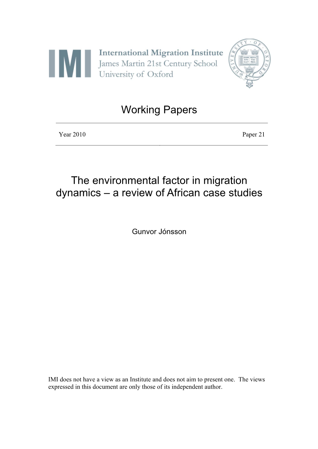 The Environmental Factor in Migration Dynamics – a Review of African Case Studies