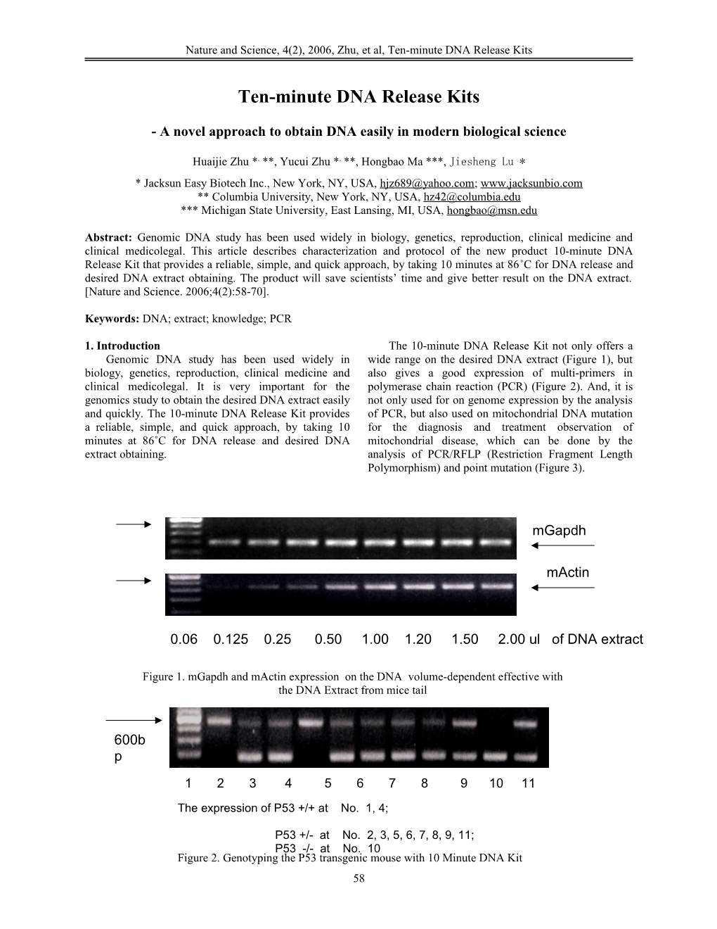 Ten-Minute DNA Release Kits