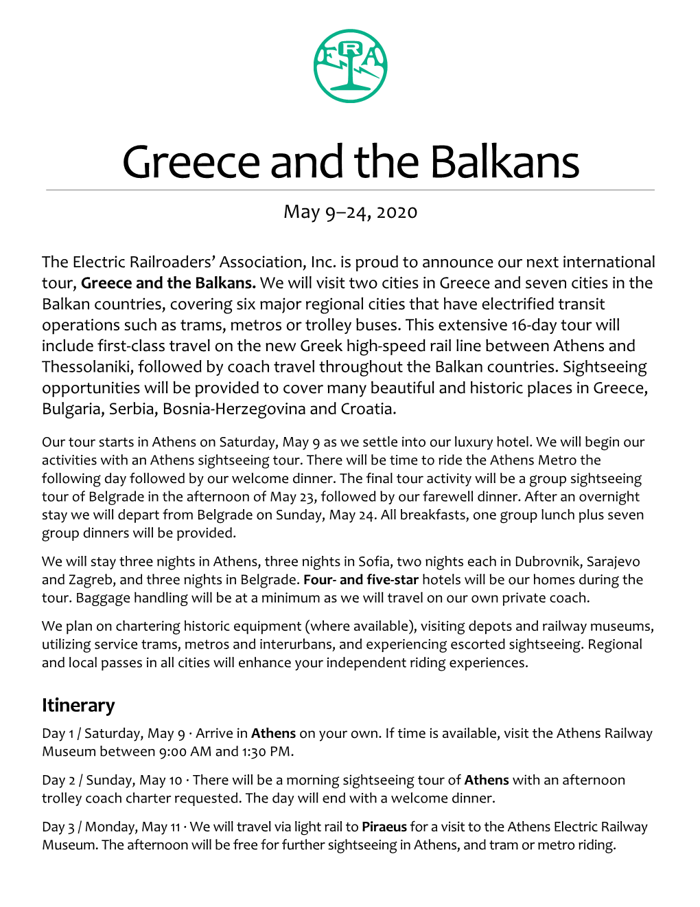 Greece and the Balkans May 9–24, 2020