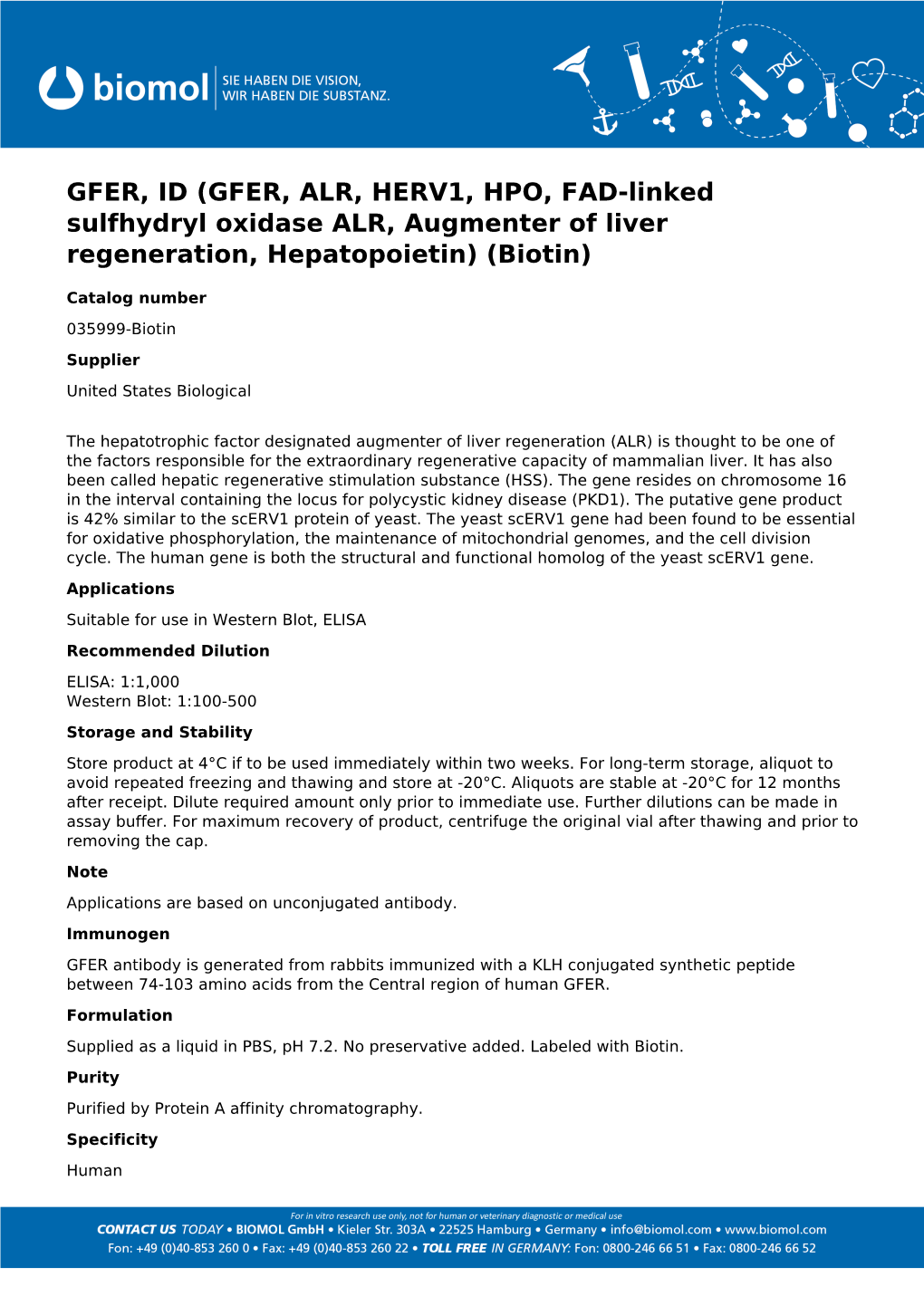 Usbiological Datasheet