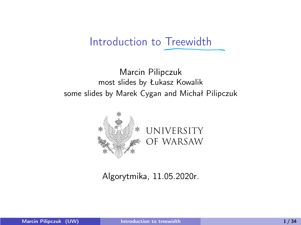 Introduction to Treewidth