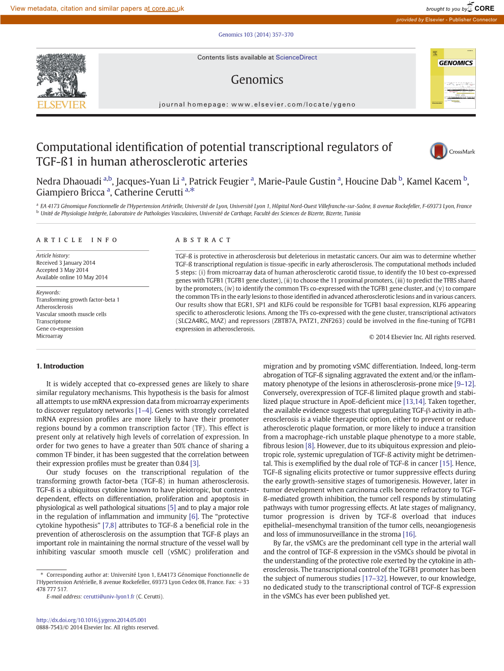 Computational Identification of Potential Transcriptional Regulators