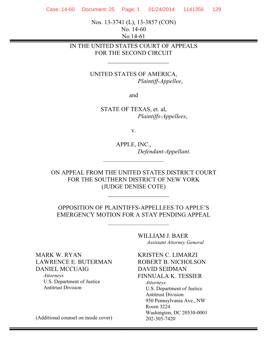 US and Plaintiff States V. Apple