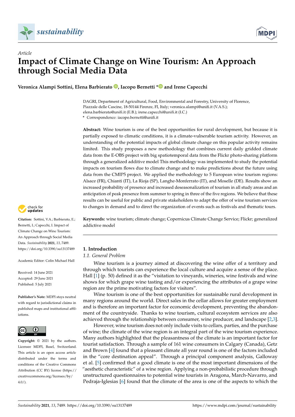 Impact of Climate Change on Wine Tourism: an Approach Through Social Media Data