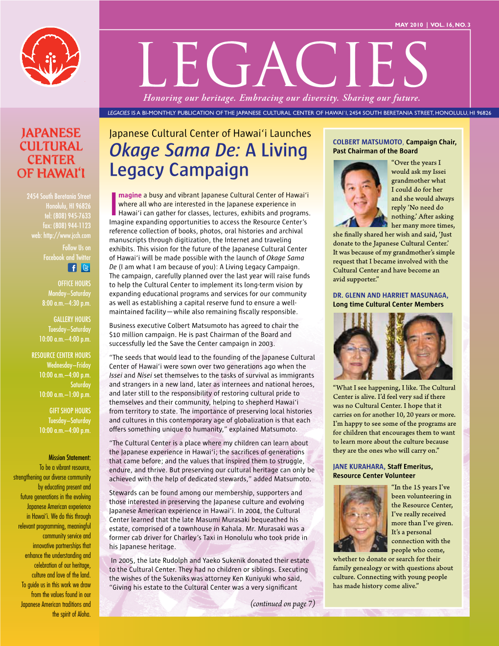 Okage Sama De: a Living Legacy Campaign