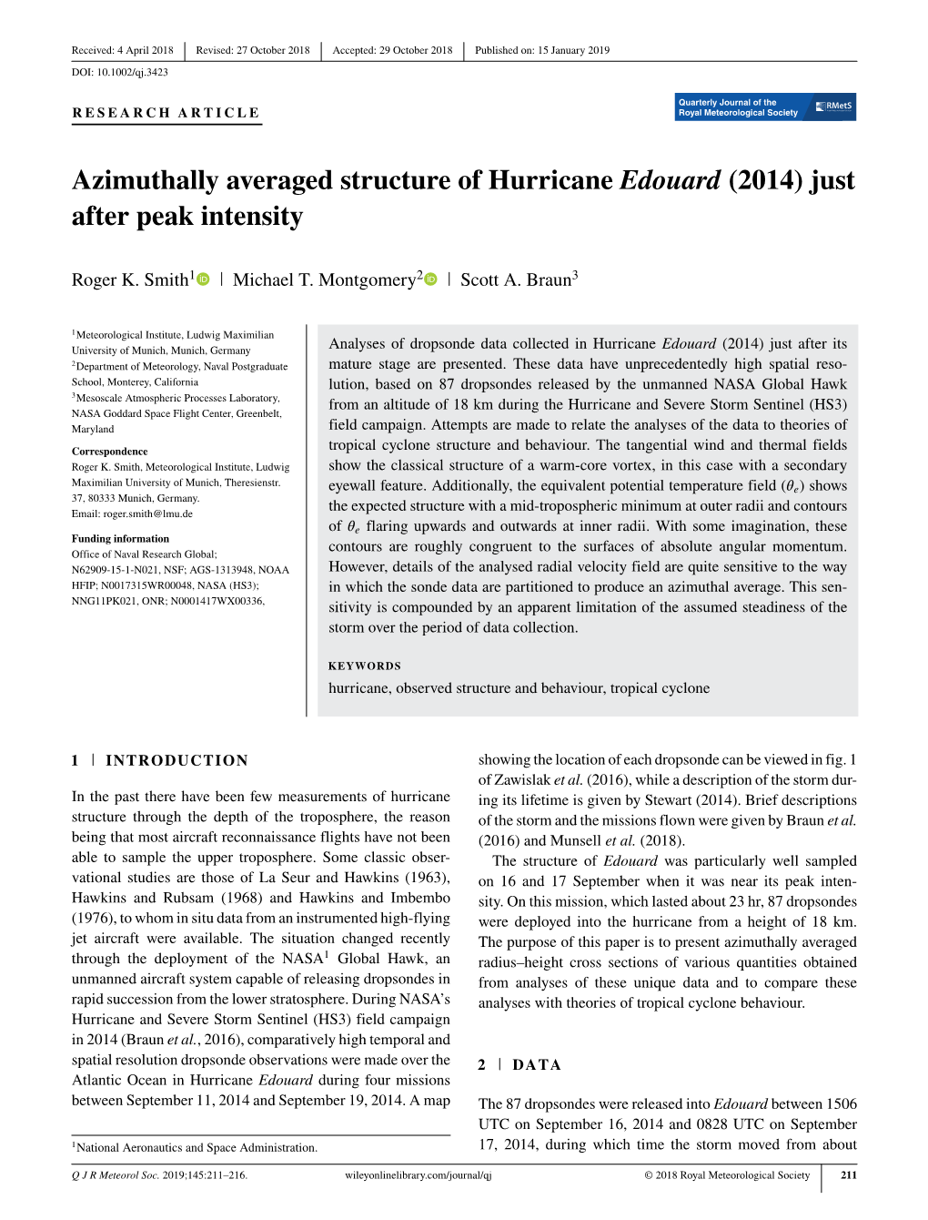 Hurricane Edouard (2014) Just After Peak Intensity