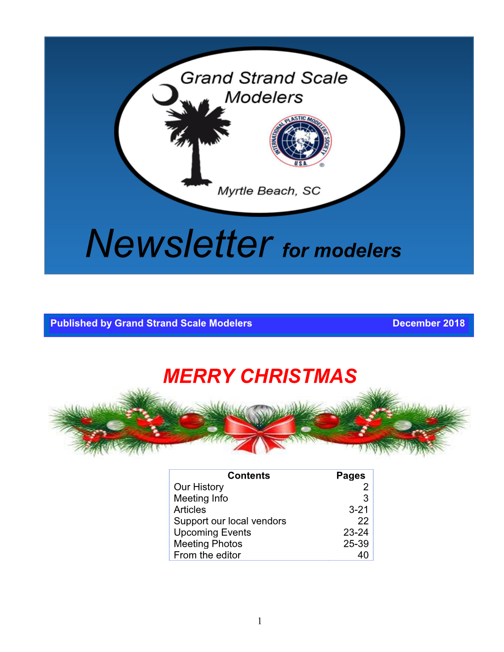 MERRY CHRISTMAS Newsletter for Modelers