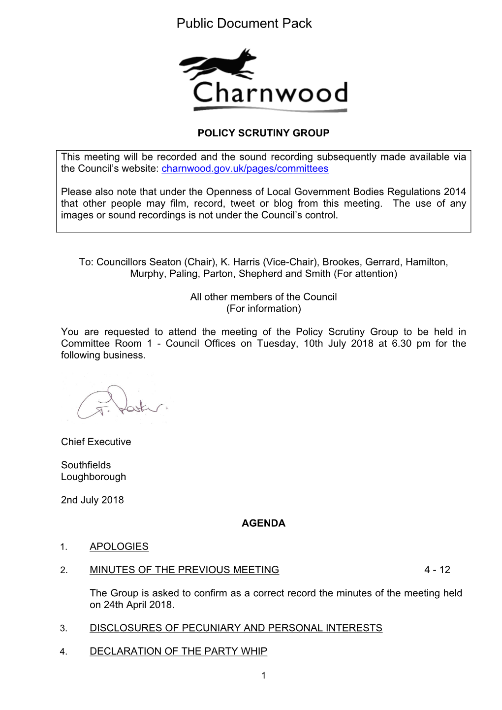 (Public Pack)Agenda Document for Policy Scrutiny Group, 10/07/2018