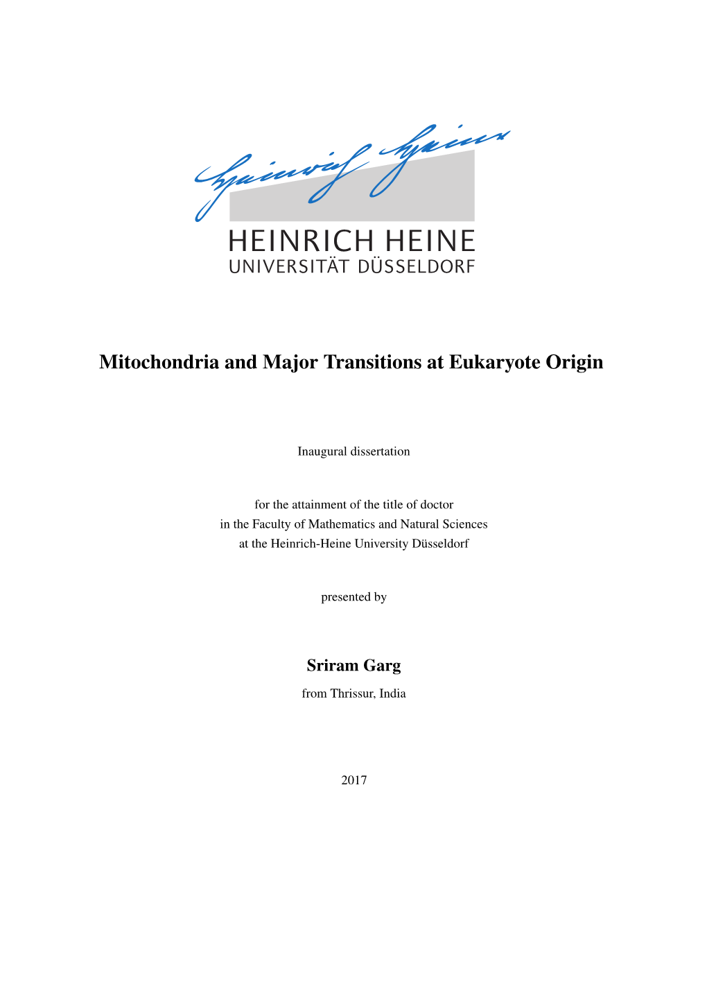 Mitochondria and Major Transitions at Eukaryote Origin