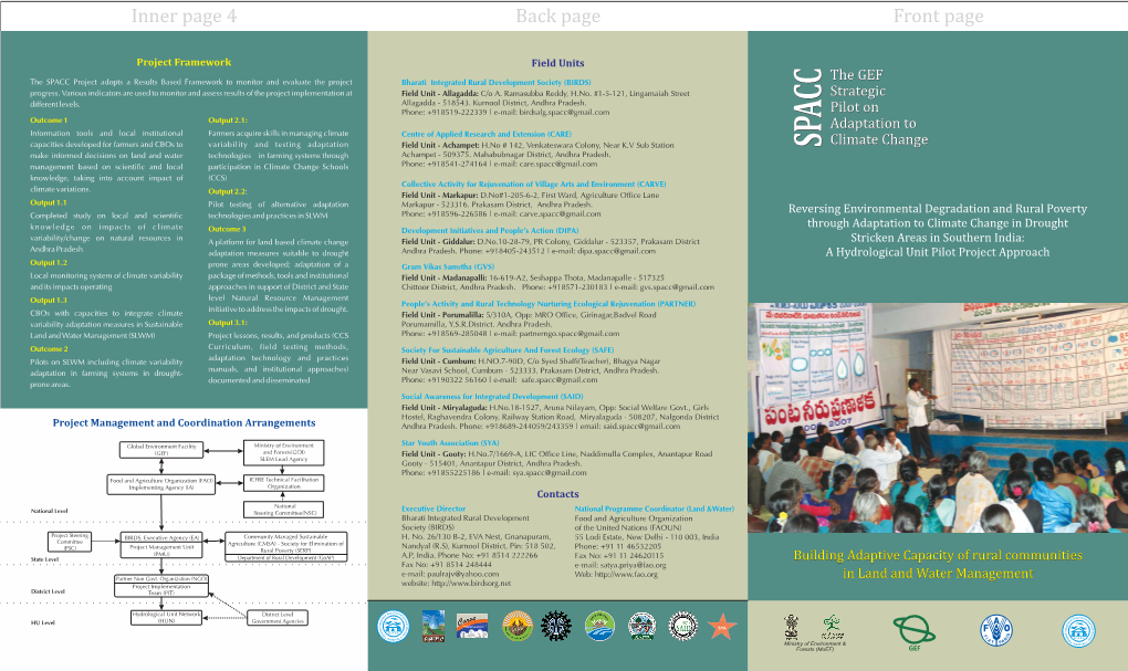 SPACC Project Adopts a Results Based Framework to Monitor and Evaluate the Project Bharati Integrated Rural Development Society (BIRDS) Progress