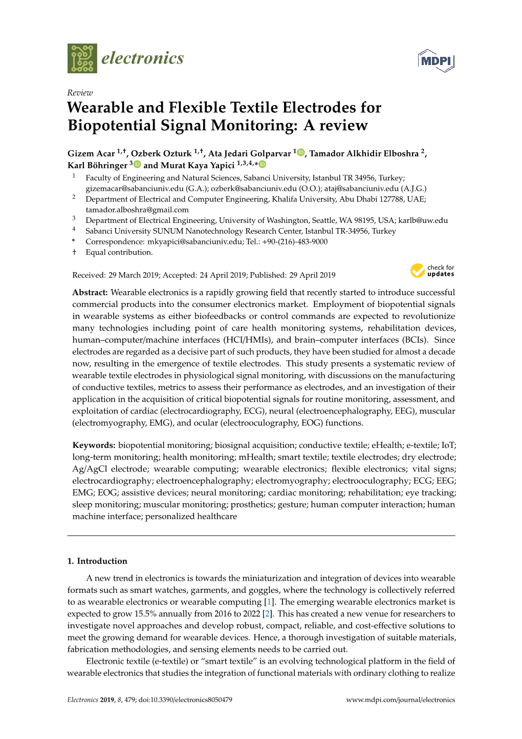 Wearable and Flexible Textile Electrodes for Biopotential Signal Monitoring: a Review