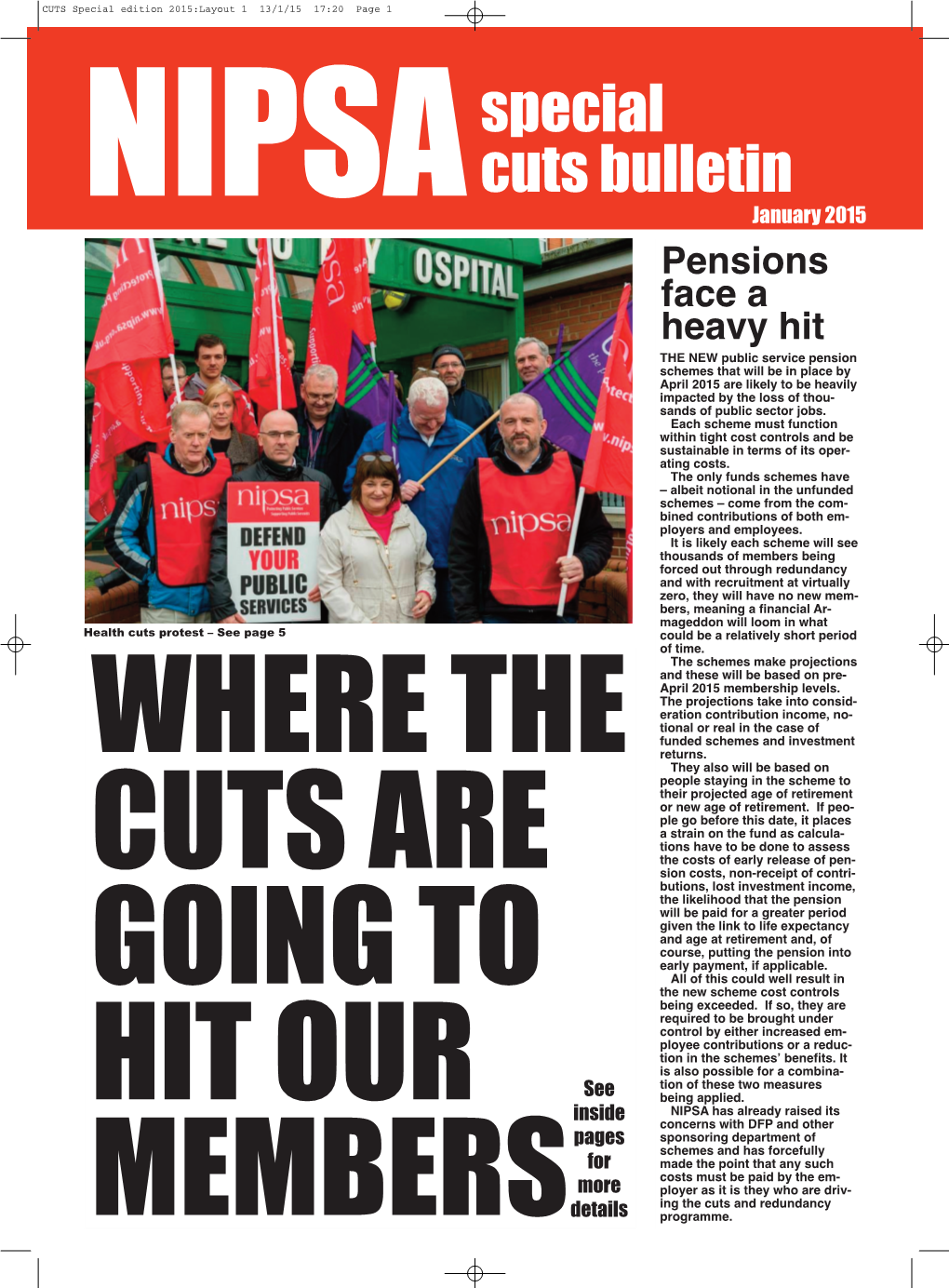 Special Cuts Bulletin NIPSA January 2015 Pensions Face A