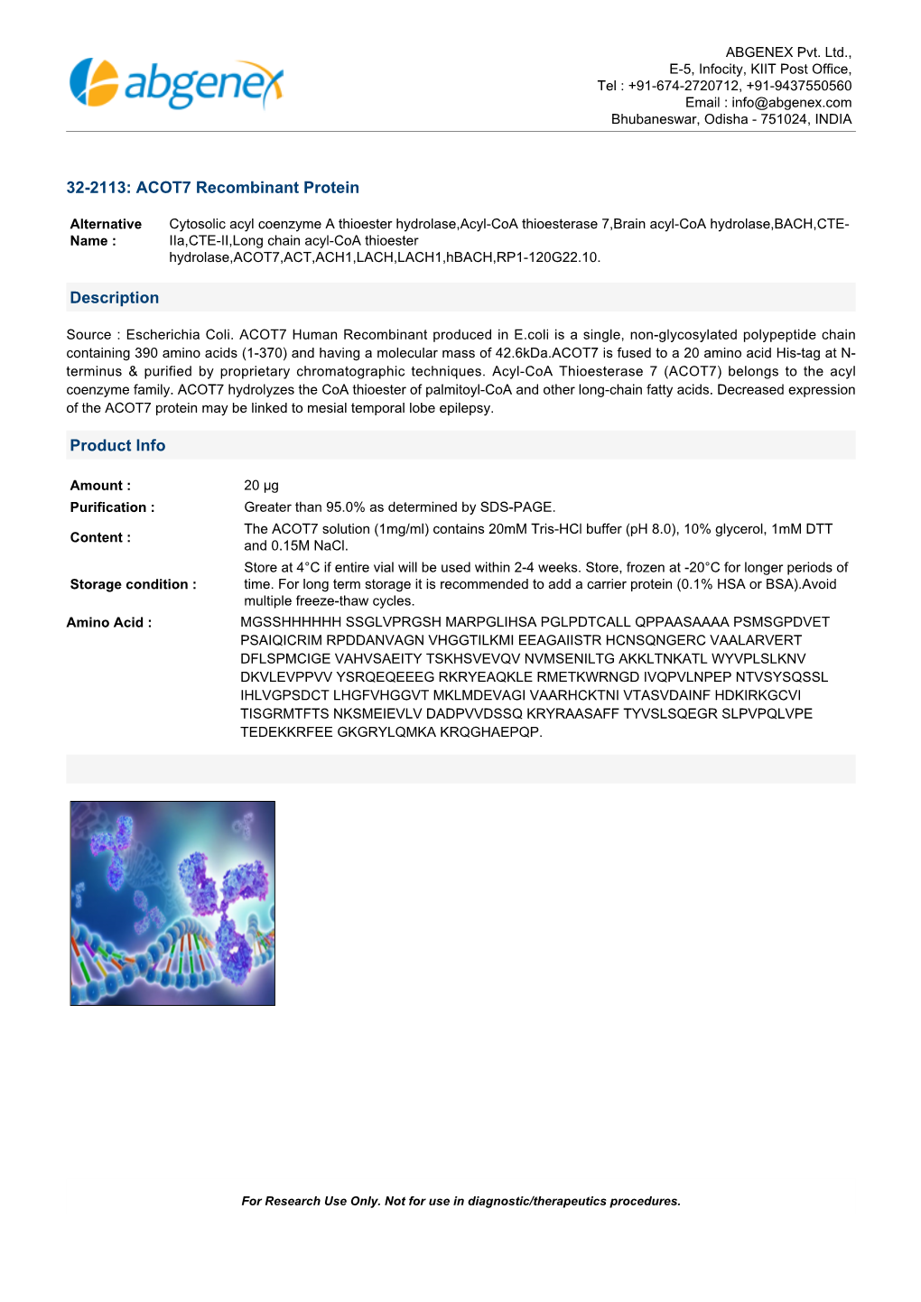 32-2113: ACOT7 Recombinant Protein Description