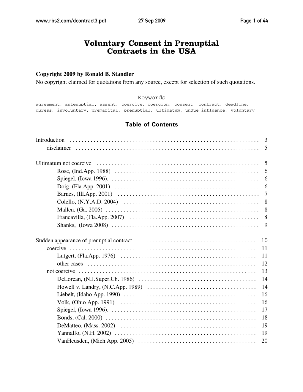 Voluntary Consent in Prenuptial Contracts in the USA