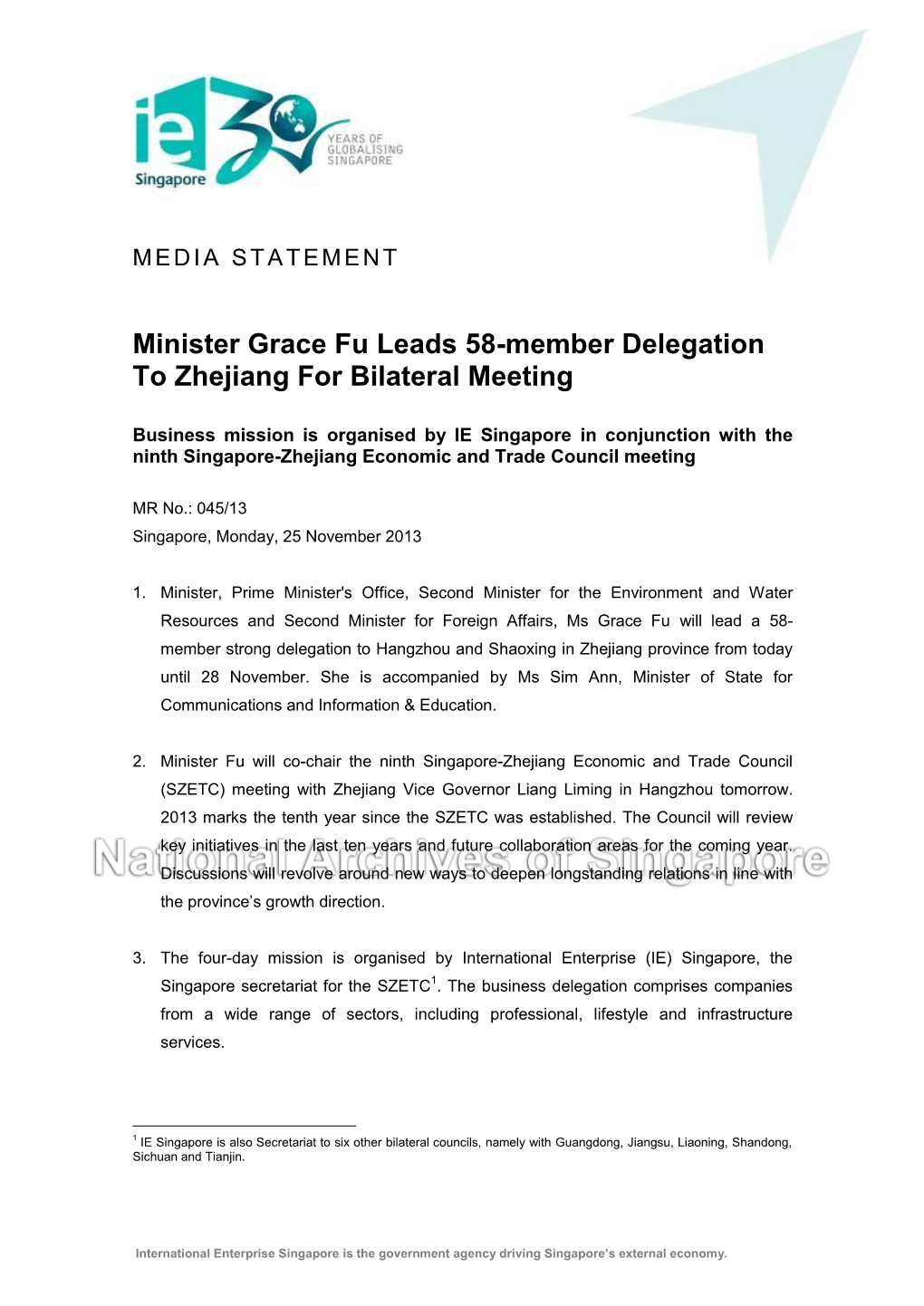 Minister Grace Fu Leads 58-Member Delegation to Zhejiang for Bilateral Meeting