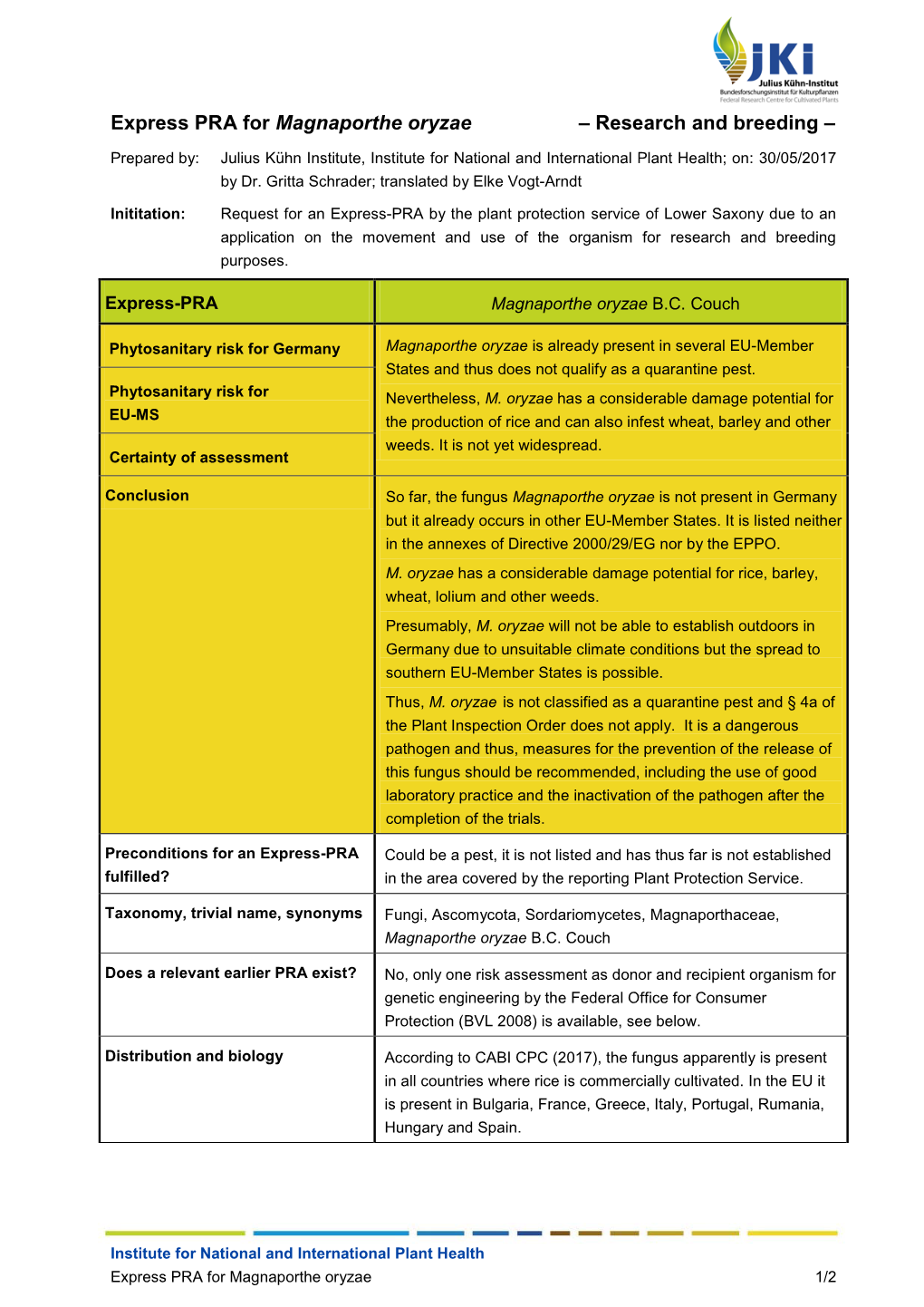 Magnaporthe Oryzae – Research and Breeding –